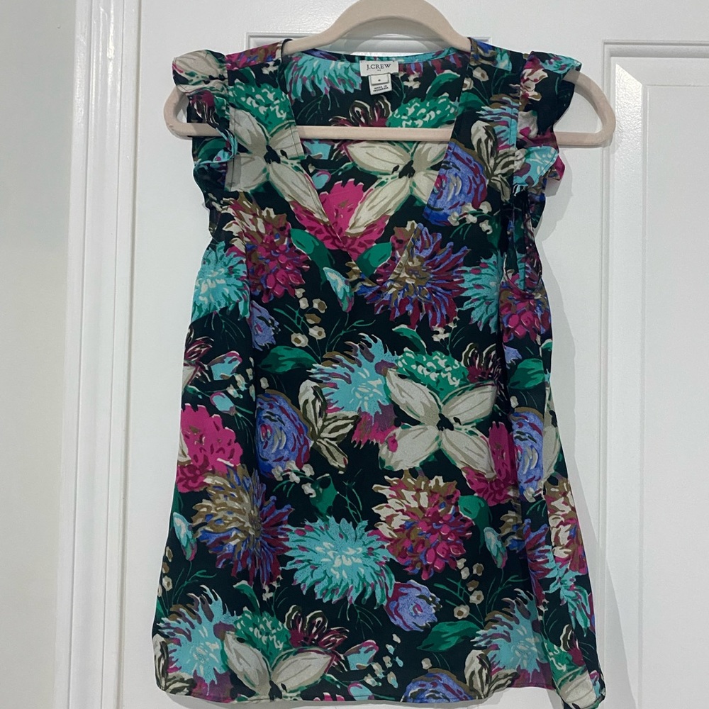 Black top with floral design from j crew outlet.
